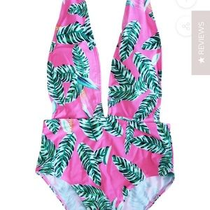 'MILAN' PINK PALM PRINT SWIMSUIT